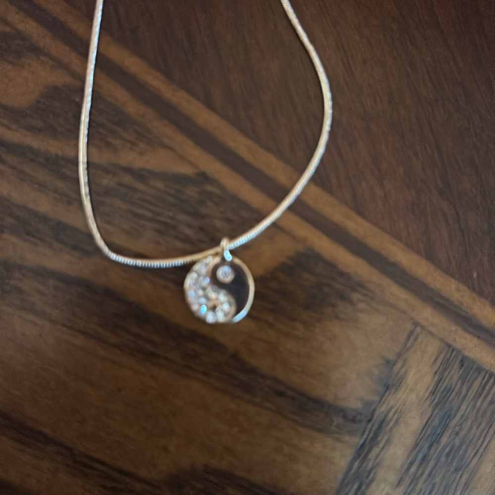 Ying and yang Gold toned Pendant Necklace